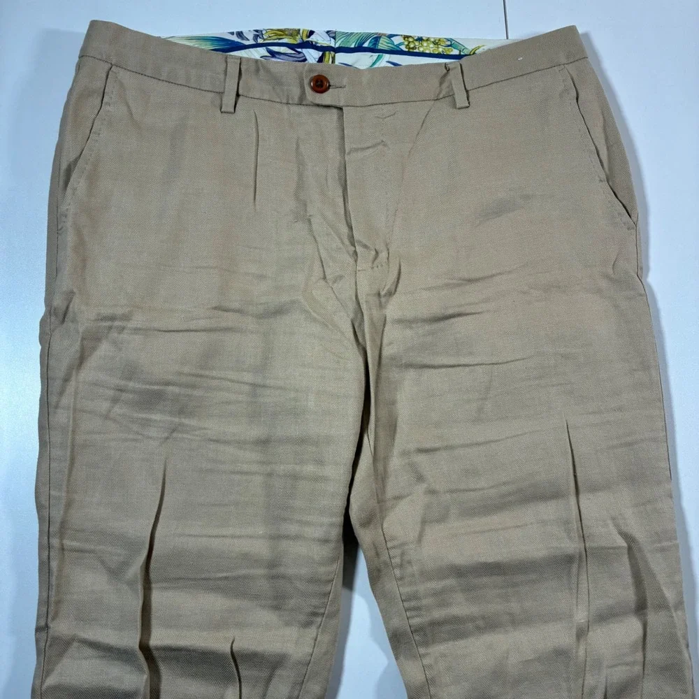 Tommy Bahama Pants‎ 39x31 Beige Herringbone Boracay Linen Blend (Tag 38x32)